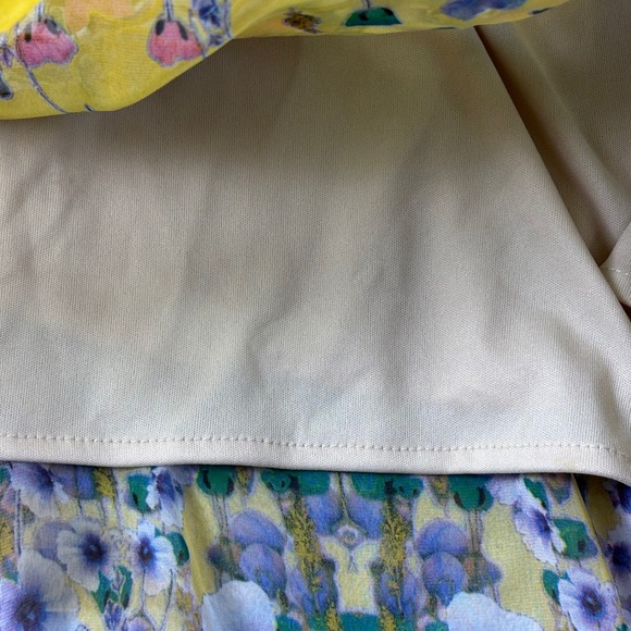 Rabbit Rabbit Rabbit Designs Women's Sleeveless Floral Dress 14 Yellow Belt Line - Picture 7 of 10